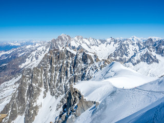 Mont Blanc mountain peak in Chamonix, France