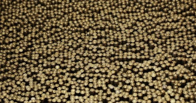 Many bullets. War, ammunition, aggression concepts. Rows of bullet. Bullets Background.