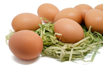 Eggs on white background for healthy food concept