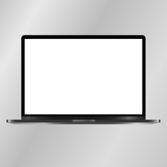 Realistic Laptop mockup Device with white Screen Isolated on grey Background. Notebook. Opened notebook/laptop