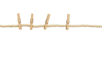 Beige cotton stretched rope and four pins