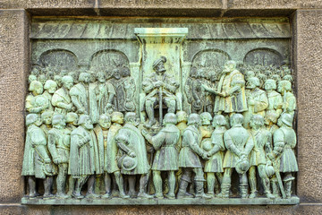 Denmark - Zealand region - Copenhagen - relief on the Reformation Memorial on Bispetrov square in city center