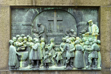 Denmark - Zealand region - Copenhagen - relief on the Reformation Memorial on Bispetrov square in city center
