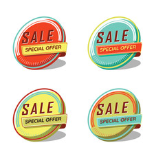 Obraz premium Sale special offer icon set vector illustration