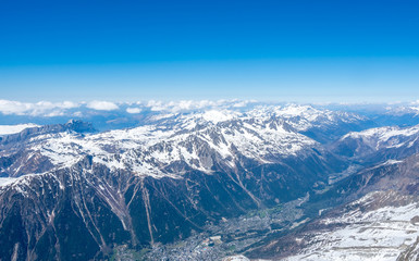 Mont Blanc mountain peak in Chamonix, France