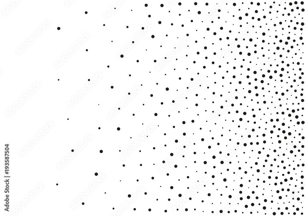 Wall mural abstract gradient halftone random dots background. a4 paper size, vector illustration, bw backdrop u