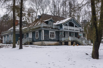 Wooden hunting house, the oldest building in Polish part of Bialowieza Forest in Bialowieza village