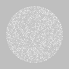 White Abstract Halftone Circle Logo Design Element. Vector illustration
