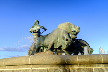Denmark - Zealand region - Copenhagen - statue and fountain of Nordic goddess Gefion in city center