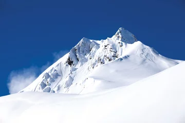 Keuken spatwand met foto Winter mountain with white snow peak in France © tom ruzicka