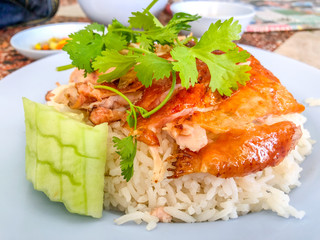 chicken rice. Asian style Hainan. Asian food.