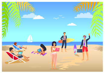 Fototapeta na wymiar Business Summer Vacations Vector Illustration
