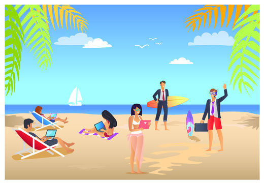 Business Summer Vacations Vector Illustration