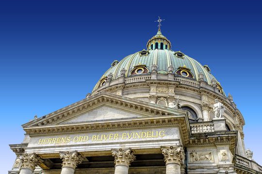 Denmark - Zealand region - Copenhagen - rococo Evangelical Lutheran Frederik&rsquo;s Church known also as Marble Church in Frederiksstaden district of Copenhagen