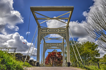 Historic steel drawbridge in the village of Strijensas, the Netherlands