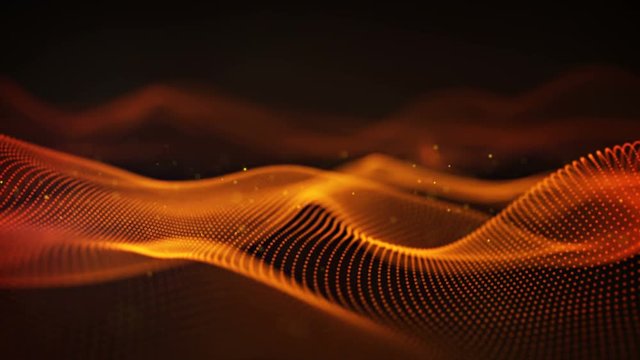 Orange cyber relief. Abstract science fiction concept. Seamless loop 3D animation rendered with DOF 4k (4096x2304)
