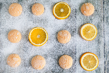 Homemade orange cookies with cracks