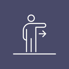 Man showing right direction icon ui people simple line flat illustration