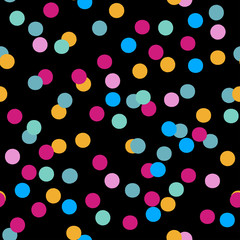 Seamless pattern of colorful confetti. Festive celebration party vector background.