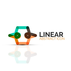 Abstract flower or star minimalistic linear icon, thin line geometric flat symbol for business icon design, abstract button or emblem
