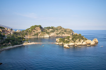 Fototapeta na wymiar Island Isola Bella at Taormina, Sicily island, Italy