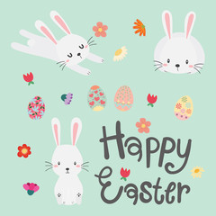Happy Easter Bunny. Vector illustration for Easter greeting card.