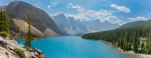 View of Moraine Lake in Rocky Mountains Canada