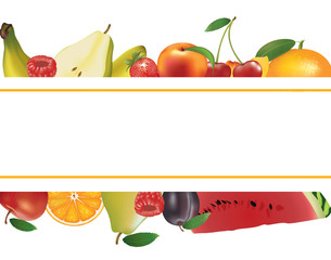 Fruits background banner, vector 