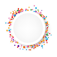 Holiday greeting vector illustration with colorful confetti