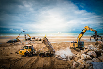 chantier en action sur la plage