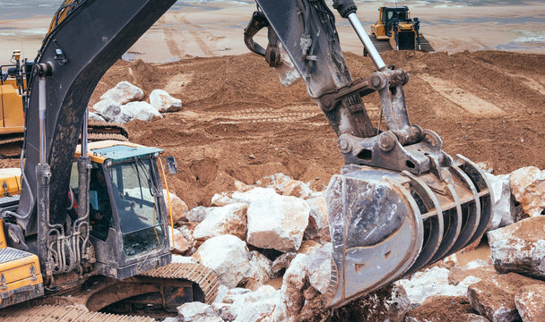 chantier en action sur la plage