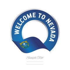 Welcome to Nevada USA flag ribbon travel logo icon stamp
