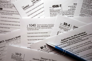Various U.S. tax forms background