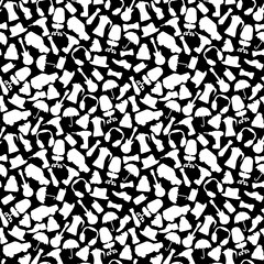 Background for man, shopping items on seamless pattern