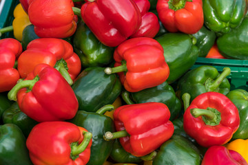 Red, green and yellow paprika