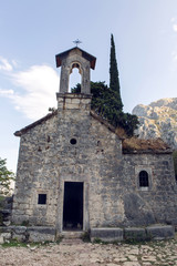 Fototapeta na wymiar abandoned stone Church in the mountains