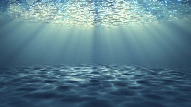 Ray of light underwater . Seamless loop background.
