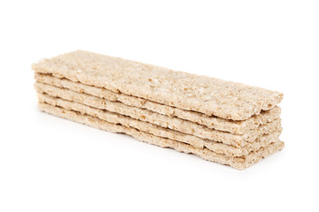 Dietary dry bread sticks. Isolated on white background. Diet and health food and snack