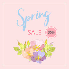 Spring Sale Banner, Sale Poster, Sale Flyer, Sale Vector. Vector illustration.