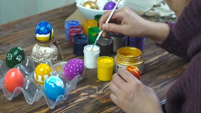 Coloring Easter eggs. Colorful Easter Eggs Handmade.