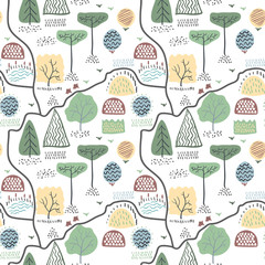 Forest seamless pattern. Vector illustration.