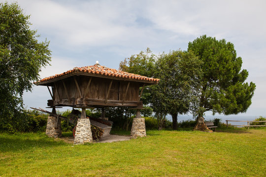 Traditional rural grain storehouse Horreo of northern Spain