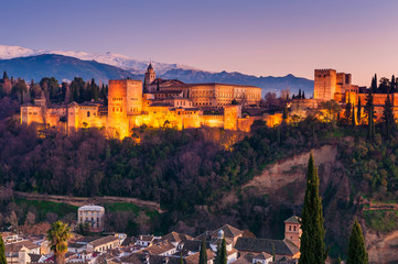 Alhambra Granada Spain at Sunset