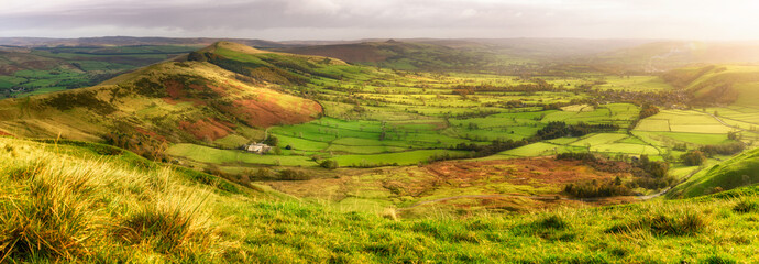 Panoramic view Castleton Peak district UK