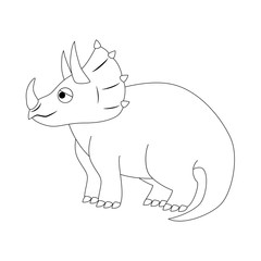 Colorless funny cartoon triceratops. Vector illustration. Colori