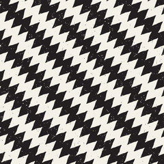 Hand drawn abstract seamless pattern in black and white. Retro grunge freehand jagged lines texture.