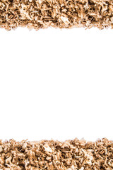 Design background from wood shavings, empty center with for place text