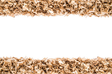 Design background from wood shavings, empty center with copyspace