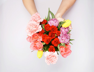Colorful artificial bouquet, color toned process