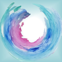 round frame  watercolor spots sea